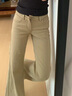 趣米樂(lè )美式卡其色潮流窄版牛仔褲女秋冬季新款辣妹低腰修身顯瘦微喇褲子 卡其色 L 曬單實(shí)拍圖