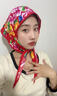茸耀東北大花布頭巾 春秋民族風(fēng)圍巾演出時(shí)尚嘻哈風(fēng)包頭方巾夏季新款 大號純棉-紅牡丹三角巾 適合中大童和大人 小童選小號大人選大號 曬單實(shí)拍圖