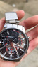 新款男士鋼帶商務(wù)手表運動(dòng)指針帶日歷時(shí)尚高顏值三眼表盤(pán)石英表 銀帶黑面【日歷款+送調表器】 曬單實(shí)拍圖
