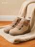 Pansy盼喜短靴女加絨保暖棉鞋寬楦秋冬寬楦舒適高幫女鞋4291 卡其色 37 曬單實(shí)拍圖
