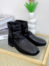 卓詩(shī)尼秋冬瘦瘦靴短靴鞋子法式抓皺粗跟小裸靴 黑色 37  曬單實(shí)拍圖