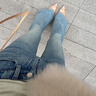 菡芬燙鉆微喇牛仔褲女高腰2026春季新款修身顯瘦滿(mǎn)天星修身直筒喇叭褲 淺藍色 M 曬單實(shí)拍圖
