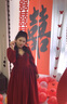 麗佰昕（Libaixin）冬季敬酒服新娘大氣紅色長(cháng)袖高級晚禮服女結婚訂婚平時(shí)可穿小個(gè)子 酒紅色長(cháng)款 3XL 曬單實(shí)拍圖