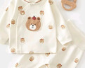 貝瑞加（Babyprints）嬰兒家居服套裝男女寶寶純棉秋衣秋褲2件套柔軟內衣 蘋(píng)果熊80 曬單實(shí)拍圖