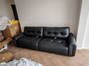 芝華仕（CHEERS）大黑牛中古風(fēng)包豪斯半青皮小戶(hù)型沙發(fā)新款白月光3182黑2.52m 曬單實(shí)拍圖
