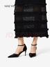 NINE WEST/玖熙高跟涼鞋女細跟尖頭法式小羊皮高跟鞋 NK501037KK 黑色34 曬單實(shí)拍圖