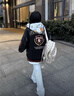 摘星少年國潮高街徽章刺繡pu皮拼接夾克男女青少年學(xué)生百搭潮流棒球服外套 黑色【常規款】毛巾繡升級版 XL 曬單實(shí)拍圖