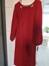 香影新年戰袍紅色針織連衣裙女2026春季新款圓領(lǐng)鏤空長(cháng)袖收腰裙子 紅色 M 160/84A/95-110斤 曬單實(shí)拍圖