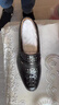 老人頭男士新款秋冬商務(wù)休閑皮鞋全牛皮鱷魚(yú)紋套腳軟底樂(lè )福鞋 黑色1516 38 曬單實(shí)拍圖