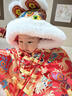 LZXN手工兒童虎頭小斗篷真兔毛短款織錦緞嬰幼兒外出披風(fēng)男女寶寶外套 純手工【五彩紅龍】+刺繡高端禮袋 曬單實(shí)拍圖