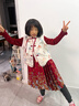 喜謠謠 國風(fēng)馬面裙+馬甲套裝新年拜年服冬裝加厚女童兩件套女童 紅色25841 140 建議身高：140-145cm 曬單實(shí)拍圖