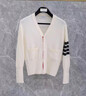 thombnail TB四道杠長(cháng)袖針織衫開(kāi)衫修身女毛衣純棉線(xiàn)衫秋季外套湯姆潮牌 白色 M 40 曬單實(shí)拍圖