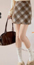浪莎格子毛呢半身裙女秋冬2025新款高腰A字短裙顯瘦格紋包臀裙子 曬單實(shí)拍圖