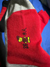 棉滿(mǎn)滿(mǎn)襪子男100%純棉抗菌中筒秋冬季馬年本命年大紅色鴻運踩小人新年 曬單實(shí)拍圖