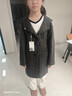 初語(yǔ)毛呢大衣女2025冬季新款復古學(xué)院風(fēng)連帽牛角扣中長(cháng)款大衣 深灰色 L 曬單實(shí)拍圖
