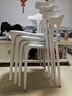 塑料靠背椅子加厚家用小戶(hù)型餐廳桌可疊放牛角椅輕奢高級扶手餐椅 奶白色四把裝【加固牛角椅】 曬單實(shí)拍圖