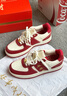 卡帕（Kappa）女鞋騏驥紅新年禮盒厚底板鞋女2026年新款休閑鞋女本命年紅鞋子女 新年紅/經(jīng)典白/金色 39 曬單實(shí)拍圖