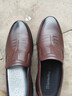 蜘蛛王男士皮鞋牛皮套腳商務(wù)休閑鞋中老年爸爸男鞋 深棕（套腳） 42  曬單實(shí)拍圖