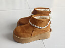 靖話(huà)復古加絨雪地靴女2025新款小個(gè)子增高保暖東北棉鞋冬季勃肯短靴子 駝色【加絨加厚】 36 (230mm) 曬單實(shí)拍圖