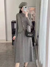 艾美琦美（AIMEIQIMEI）小香風(fēng)2026春秋針織連衣裙套裝梨型身材顯瘦大碼女裝馬甲兩件套 灰色兩件套 2XL 【建議135-155斤】 曬單實(shí)拍圖