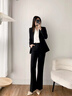 晨芙職業(yè)裝西裝套裝女時(shí)尚白領(lǐng)西服外套氣質(zhì)女神范通勤面試正裝工作服 黑色西裝+大腳褲 M 建議90-100斤 曬單實(shí)拍圖