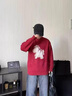 馬克華菲毛衣男士秋冬季圓領(lǐng)馬年本命年寬松潮流百搭針織衫 紅色 L 曬單實(shí)拍圖