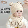 愛(ài)寶適嬰兒帽子秋冬加厚針織毛線(xiàn)圍巾套裝寶寶護耳圍脖兩件套米色T223 曬單實(shí)拍圖