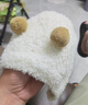 兔兔大文嬰兒帽子秋冬季小月齡0-6-12個(gè)月保暖3歲男女寶寶護耳毛絨套頭帽 小球米白色+包頭彈力好 頭圍38-48cm（建議0-2歲） 曬單實(shí)拍圖