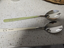 國風(fēng)不銹鋼勺子316食品級湯勺家用調羹甜品勺西瓜勺子高顏值長(cháng)柄湯匙 【316鋼】綠色+白色：中號各1支 曬單實(shí)拍圖