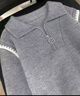 斐特瑪灰色Polo領(lǐng)毛衣女加厚2025春秋新款寬松內搭打底針織衫翻領(lǐng)短上衣 灰色 加厚款 S 小碼 建議100斤以下 曬單實(shí)拍圖