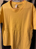 180G純棉圓領(lǐng)短袖t恤大歐碼寬松男女純色全棉空白休閑打底文化衫 黃色 M 建議120~140斤 曬單實(shí)拍圖