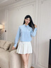 Teenie Weenie小熊女裝襯衫2026年春季新款簡(jiǎn)約休閑時(shí)髦短箱型棉潮流襯衣上衣 淺藍色 S 曬單實(shí)拍圖