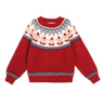 LUSON陳大豬童裝 女童紅色毛衣秋冬2025新款費爾島兒童針織衫加厚保暖 曬單實(shí)拍圖