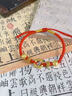 中國黃金（CHINA GOLD）黃金手繩女足金平安扣手鏈銅錢(qián)編織繩婦女節結婚禮物送女友 足金平安扣手繩-紅繩 約1.1g【生日禮盒】 曬單實(shí)拍圖