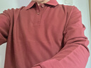 恒源祥長(cháng)袖T恤男式翻領(lǐng)純色春秋透氣百搭polo體恤衫上衣 深紅  曬單實(shí)拍圖