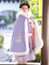 安妮優(yōu)兒（Anneyol）漢服女童秋冬古風(fēng)斗篷中國風(fēng)唐裝兒童古裝披風(fēng)冬季 紫色披風(fēng) 140 曬單實(shí)拍圖