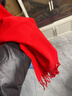 2025刺毛純色圍巾女冬季男女通用披肩300g長(cháng)保暖加厚仿羊絨圍 01#中國紅 200*70cm 曬單實(shí)拍圖