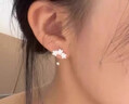 芯奢999純銀杏葉耳釘女士耳環(huán)小巧足銀螺旋擰扣耳骨釘高級感簡(jiǎn)約耳飾 【999足銀】花朵耳釘一對 曬單實(shí)拍圖