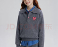 ELLE KIDS學(xué)院風(fēng)愛(ài)心繡標針織套裝女童秋裝翻領(lǐng)毛衣 灰色 140  曬單實(shí)拍圖