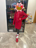 英氏（YEEHOO）女童套裝兒童外套裙子兩件套中大童裝紅品新年春裝  紅色   160 曬單實(shí)拍圖