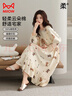 貓人睡裙女春秋A類(lèi)純棉防螨抗菌甜美高級感可外穿家居服米色2XL 曬單實(shí)拍圖