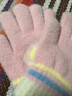 牧萌兒童手套秋冬季男女童保暖全指手套寶寶小學(xué)生女孩針織手套 粉色 曬單實(shí)拍圖