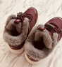 足力健老人鞋冬季加絨抗寒大棉鞋女款保暖雪地靴女士靴子 6338K酒紅40 曬單實(shí)拍圖