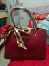 妙奕嘉婚包紅色包包女包手提包女士結婚包手拎包新娘包媽媽包送婆婆禮物 葉子絲巾手提包【酒紅色】 曬單實(shí)拍圖