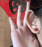 玖維婭（Jiuvia）s925銀針紅色四葉草耳釘復古輕奢2026新款爆款小眾設計感耳飾品 紅色四葉草耳釘一對【S925銀針】 曬單實(shí)拍圖