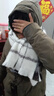 目丸圍巾女冬季百搭格子高級感韓版2025新款加厚保暖情侶學(xué)生圍脖披肩 白色 曬單實(shí)拍圖