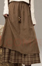 妖精的口袋復古棕色格紋拼接半身裙女2025秋季新款松緊腰a字傘裙 復古棕色 M 曬單實(shí)拍圖