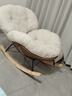 搖搖椅客廳懶人沙發(fā)家用休閑成人搖椅子室內躺椅午睡陽(yáng)臺單人沙發(fā) 咖拼白色+腳踏（親膚嬰兒絨） 曬單實(shí)拍圖