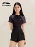 李寧（LI-NING）泳衣女連體二合一泳褲游泳衣保守遮肉溫泉游泳裝備0641黑2XL 曬單實(shí)拍圖