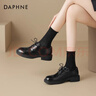 DAPHNE達芙妮經(jīng)典圓頭學(xué)院風(fēng)系帶布洛克鞋女單鞋簡(jiǎn)約百搭通勤單鞋小皮鞋 黑色 36 曬單實(shí)拍圖